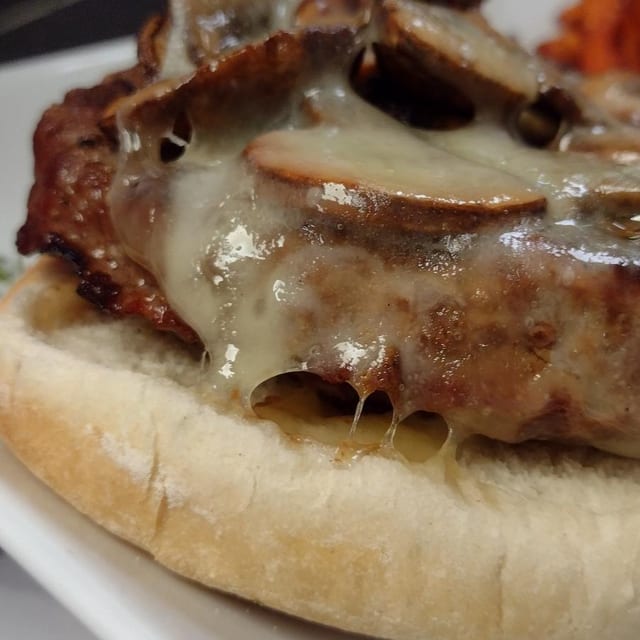 Mushroom Swiss Burger.