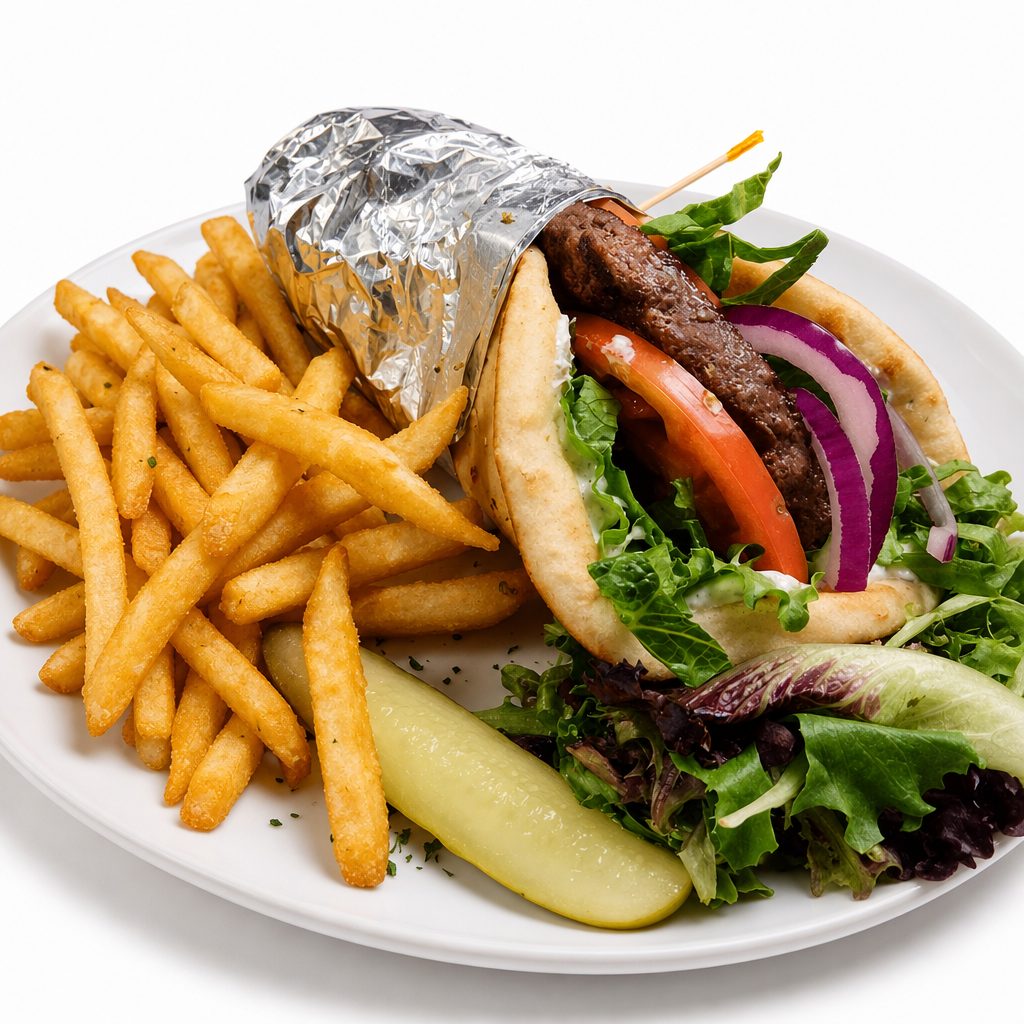 Burger Gyro Sandwich.