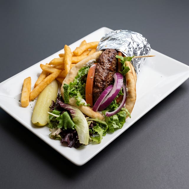 Burger Gyro Sandwich.