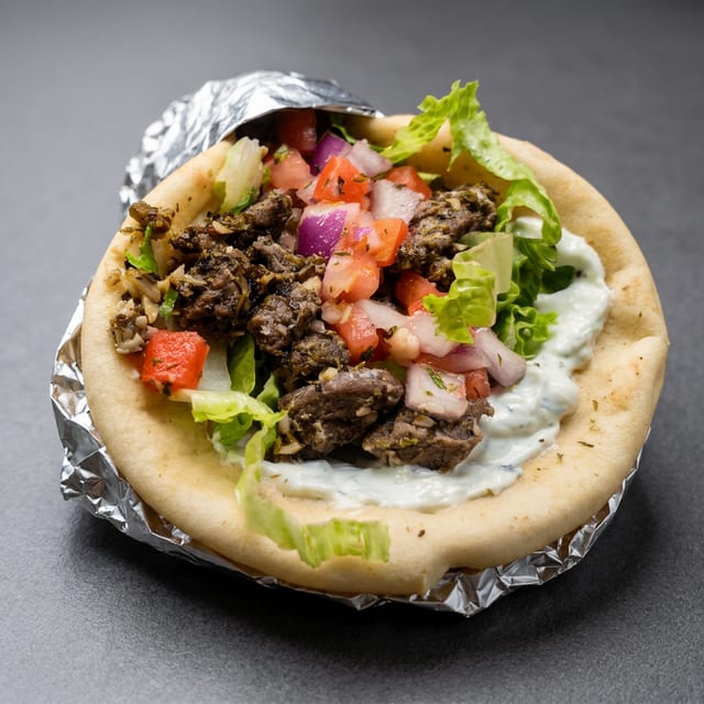 Lamb Gyro Sandwich.