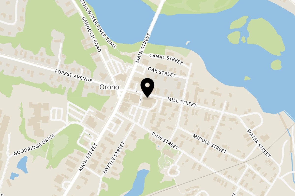 Map showing the location of Yamas Bar & Grill on 19 Mill St in Orono